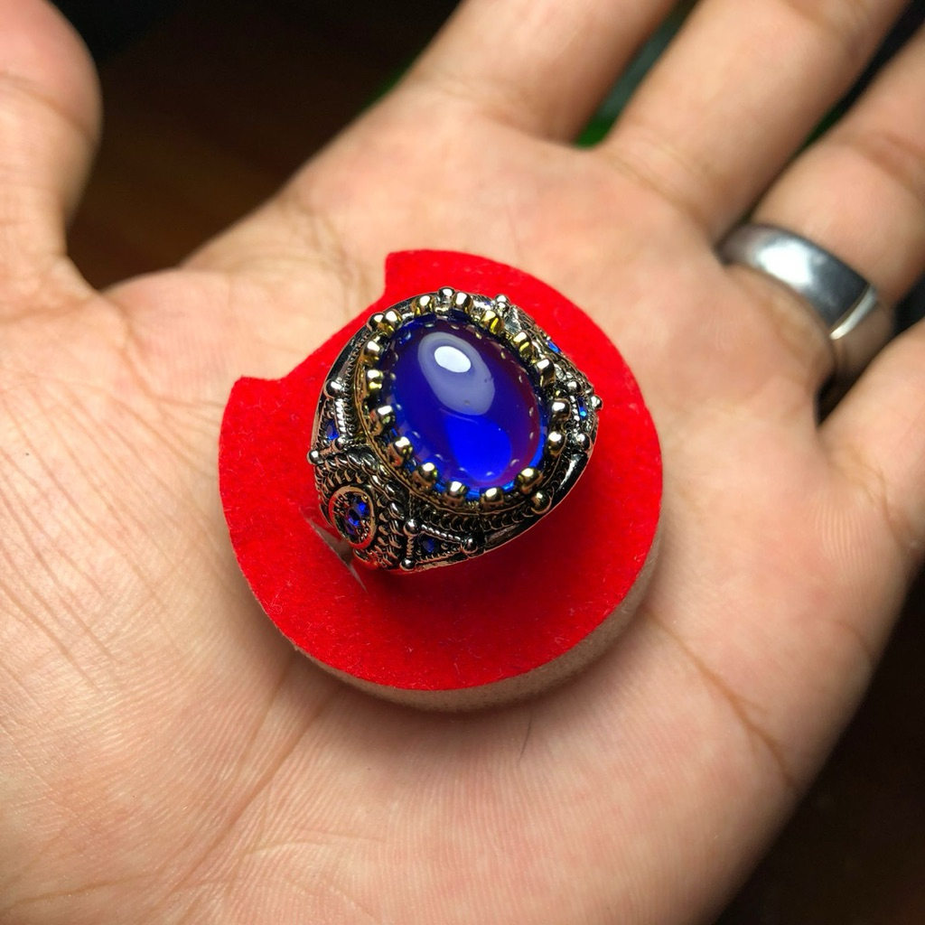 Cincin Batu Blue Safir Asli Srilangka