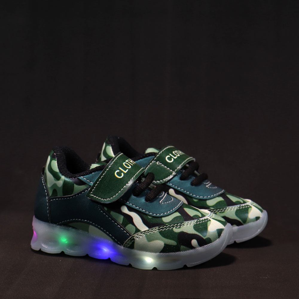 Sepatu Sneakers Anak Laki-laki Model Slip On Menyala Led