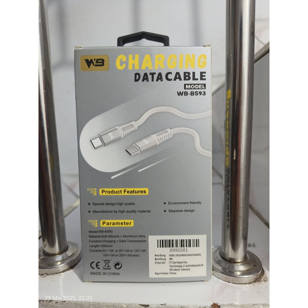 Kabel Type C To Type C - WB CHARGING DATA CABLE - Kabel Data