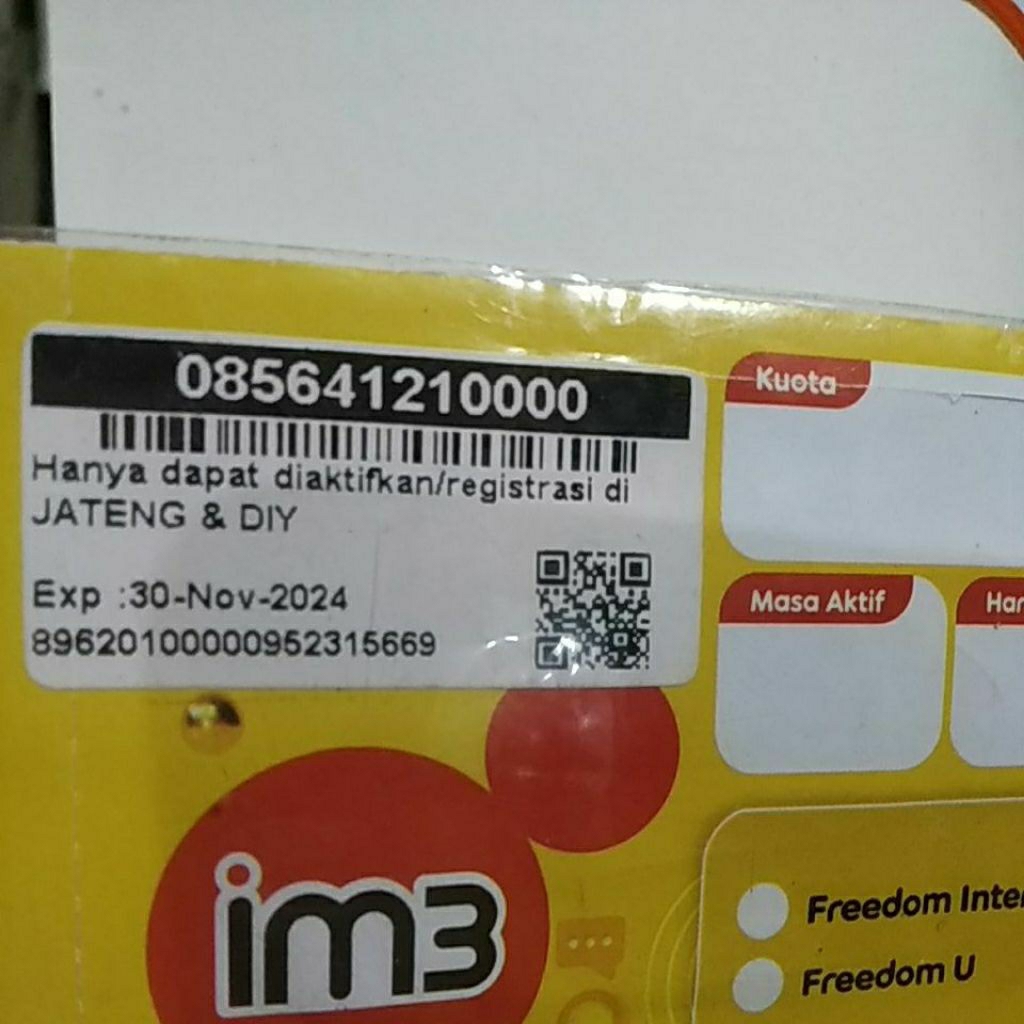 nomor cantik indosat m3 kwartet 0000