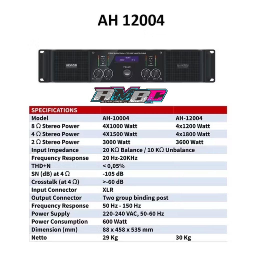 Power Amplifier 4 Channel Wisdom AH12004 / Wisdom AH-12004