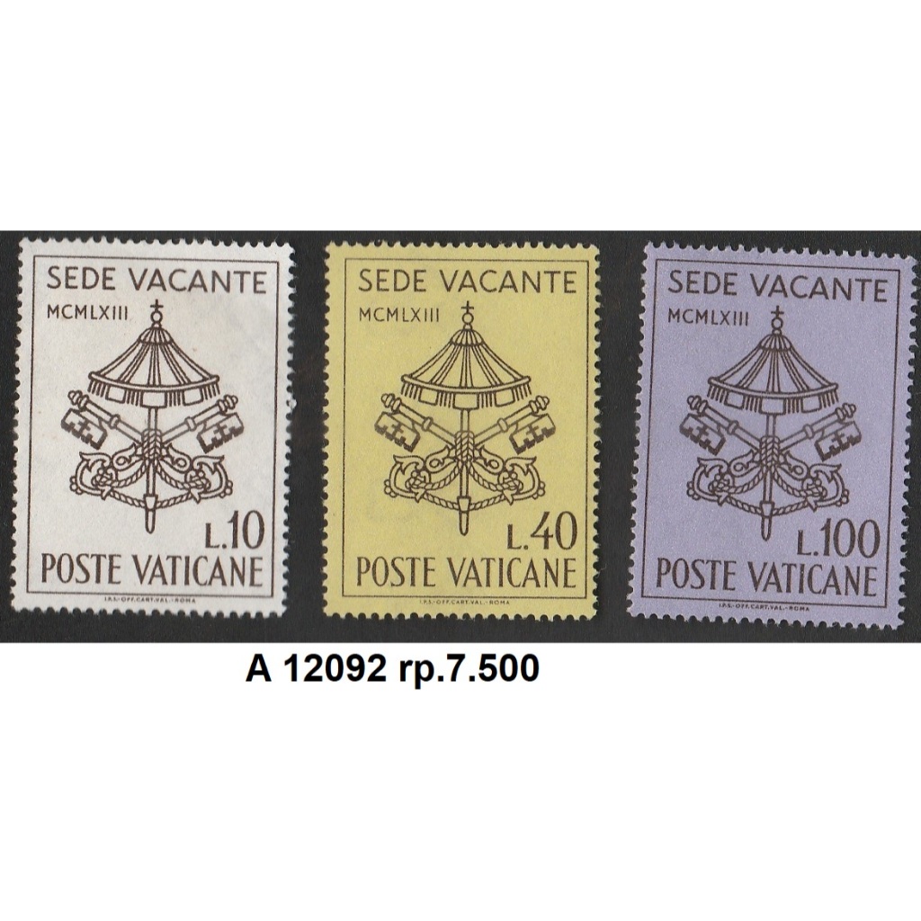 

A 12092 SET LENGKAP PRANGKO POSTE VATICANE TEMA SEDE VACANTE DENGAN KONDISII BELUM ADA CAP