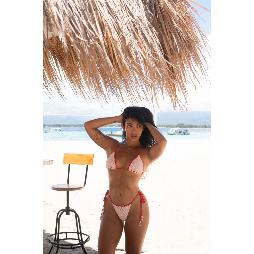 Bikini Wanita 1 Set Rajut Crochet Pink Merah - Tropicó Berry | Sexy Chic Premium Bali - Solé Bali We