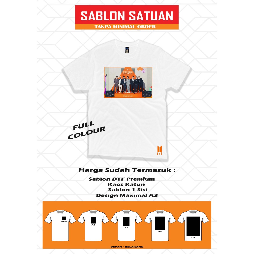Sablon Satuan DTF | Kaos Custom Cotton Combed 30s |Foto, Kata, Gambar, Nama, Logo, Baju Komunitas, G