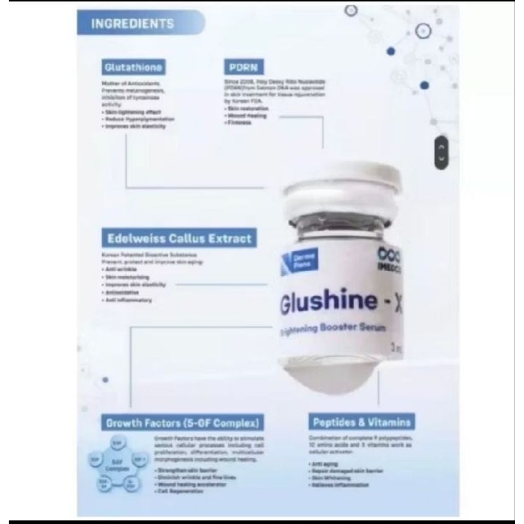 Glushine-x Glutathione pdrn DNA salmon injeksi 1via ECER BPOM RI 100%ori