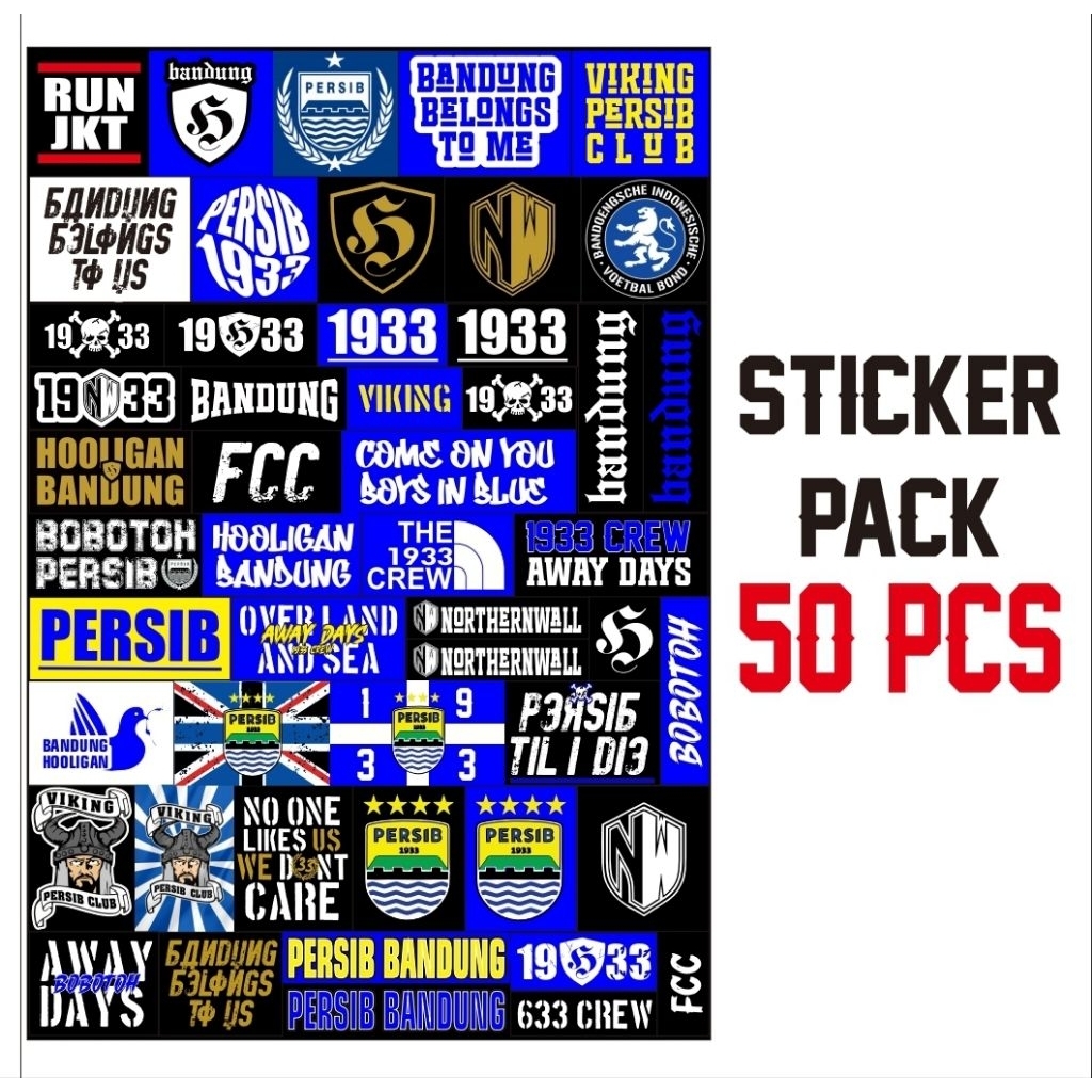 

50 PCS STICKER PERSIB BANDUNG 1933