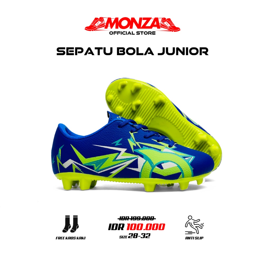 KODE H23L Monza Official  Sepatu Bola Anak Ortuseight Baby Biru Stabilo Premium Quality Sepatu Olahr