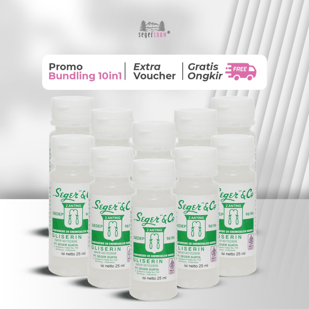 Seger & Co Bundle 10in1 | Gliserin 25ml 10pcs Pelembab Kulit  Kering dan Pecah Pecah | Melembabkan