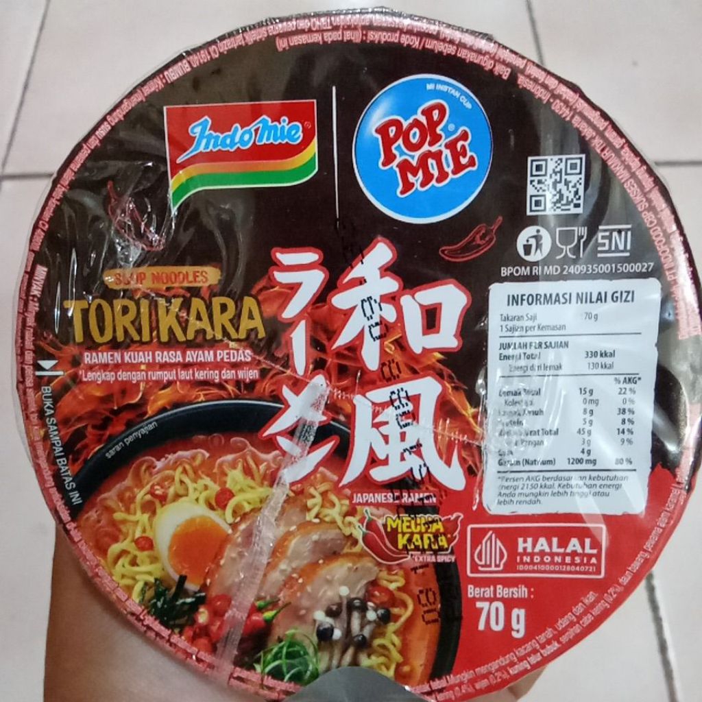 

Pop Mie Mi Instan Cup Kuah Tori Kara Japanese Ramen 70gr