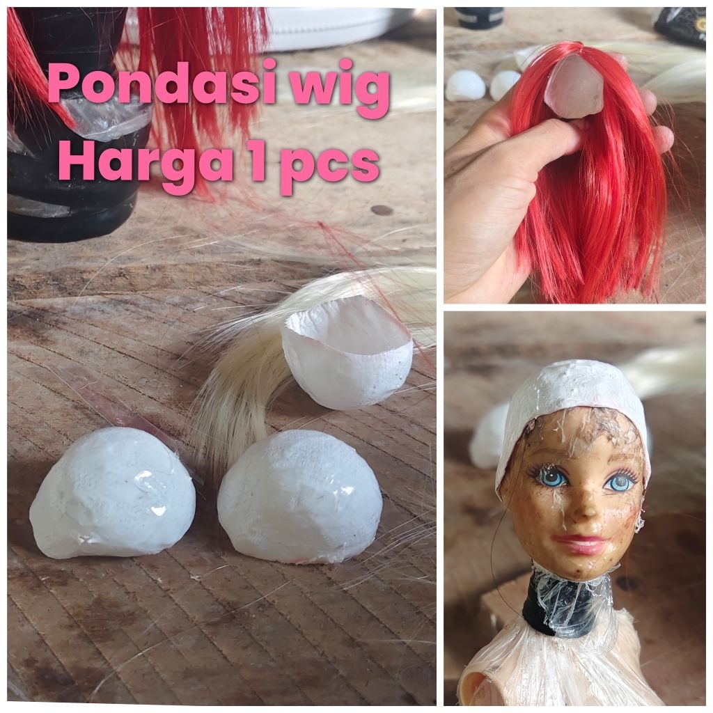 (DIY WIG) 3 pcs pondasi wig boneka berby bahan pembuatan wig boneka berby | Theo r