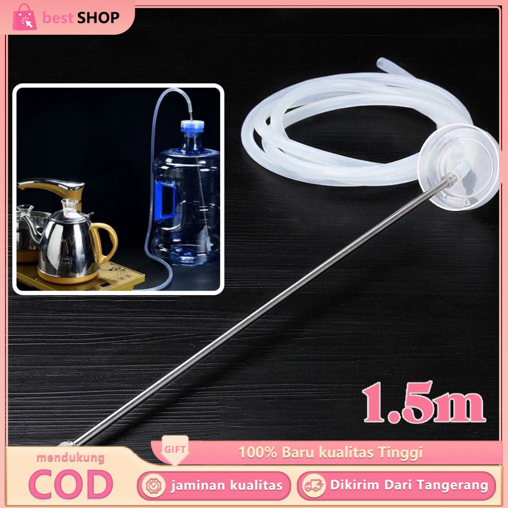 150cm Selang Dispenser Galon 304 Stainless Selang Silikon Pompa Galon Pipa Selang Hisap Air Dispense