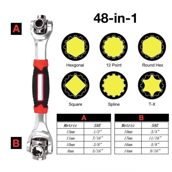 *KUNCI PAS TIGER 48 IN 1 UNIVERSAL WRENCH RING SOCKET MULTIFUNGSI