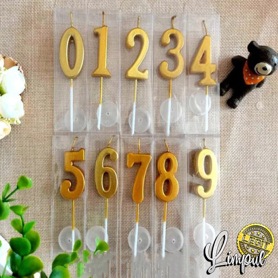 Lilin Angka Metalik | Lilin Ulang Tahun Angka Gold | Lilin Ultah Angka | Candle Birthday Cake