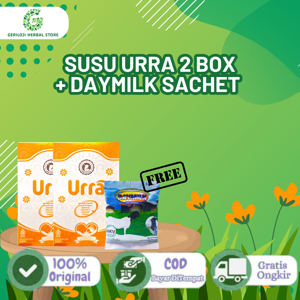 

URRA Susu Kambing Saneen Untuk Penambah Berat Badan & Tinggi Badan Anak - 2 Box (Free 1 Daymilk Sachet)