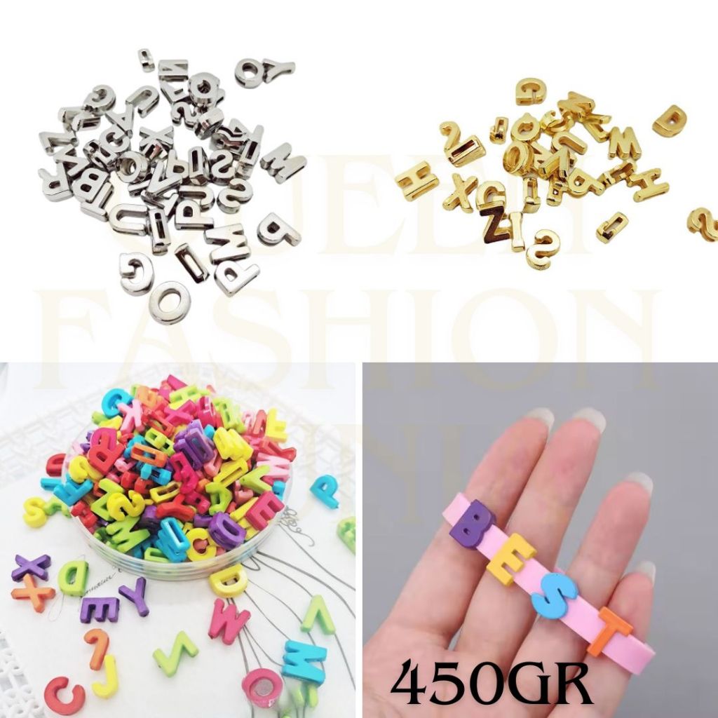 Mote Huruf Charm Inisial Huruf Untuk Gelang Kalung Harga/450gr