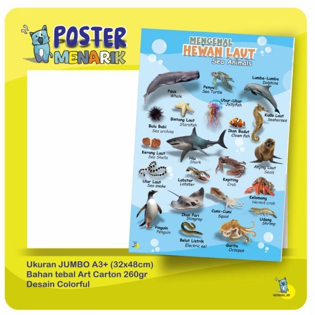 POSTER EDUKASI / POSTER ANAK MENGENAL HEWAN LAUT