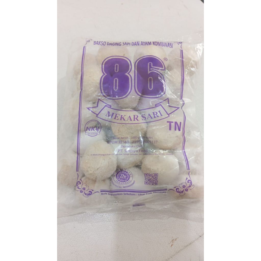 

Bakso 86 TN mekar sari 1000g isi 50btr