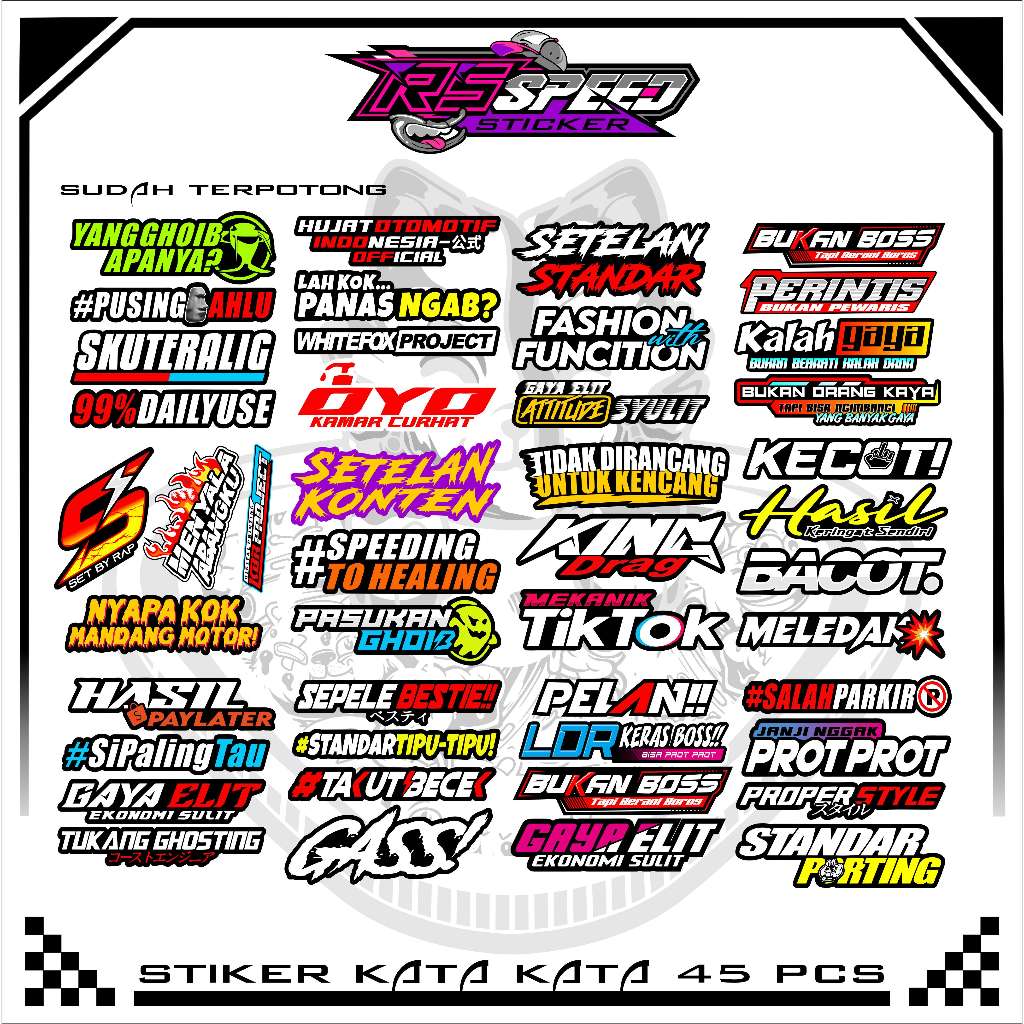

Stiker Kata Kata VIRAL Set Pack Terbaru Viral Isi 45 pcs sudah terpotong ukuran A3