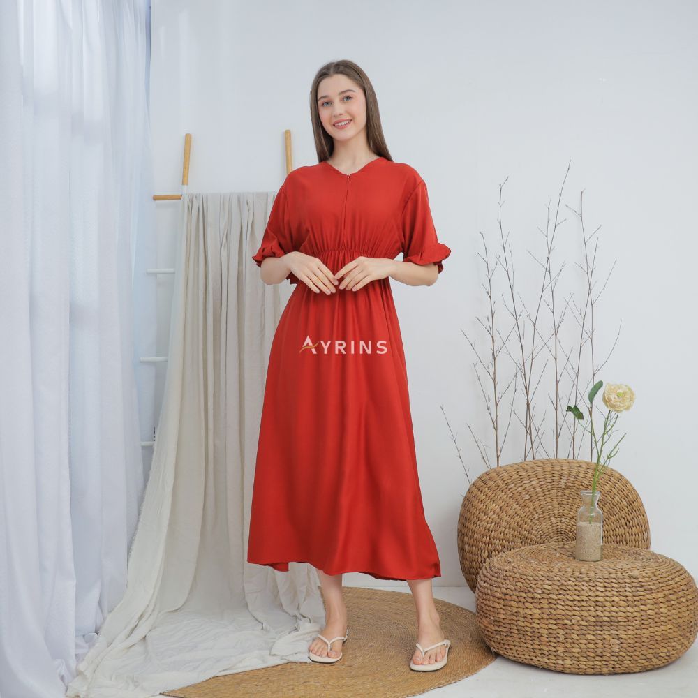 Anoora Homedress - Daster Bali Kerah V-neck Rayon Twill Jumbo Dress Remaja Kekinian