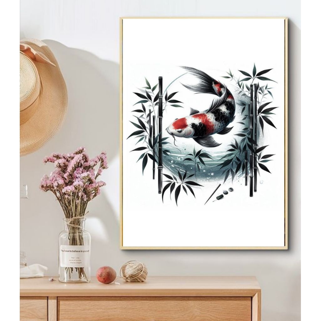 Lukisan Dinding Ikan Koi Aestetic