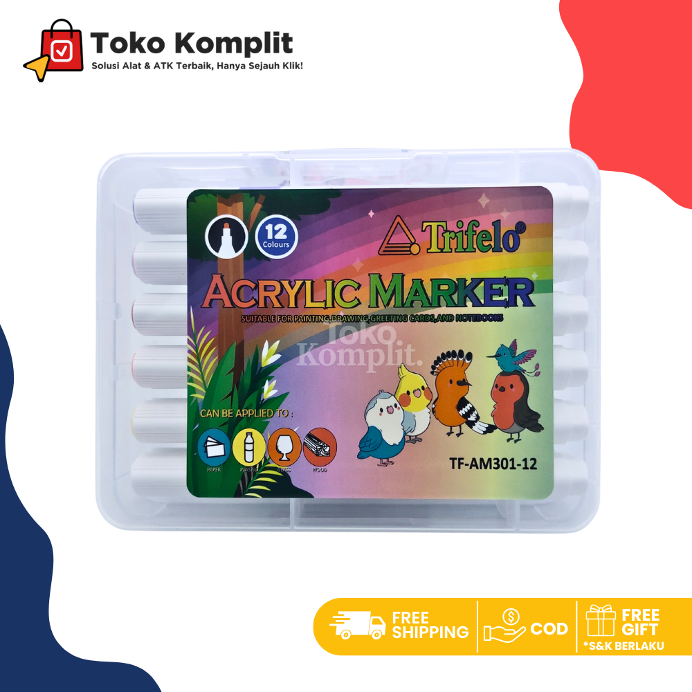

komplit - Acrylic Marker Trifelo TF-AM301-12 - Spidol Akrilik 12 Warna