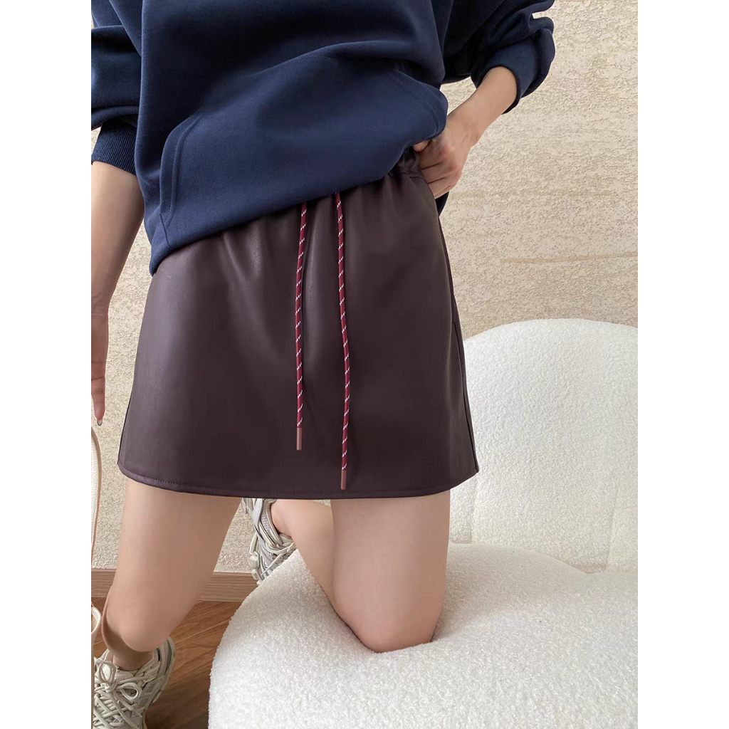 AVA LEATHER SKIRT/ROK KULIT PREMIUM/ROK KOREAN STYLE / LEATHER SKORT/LEATHER SKIRT/ROK KULIT WANITA/