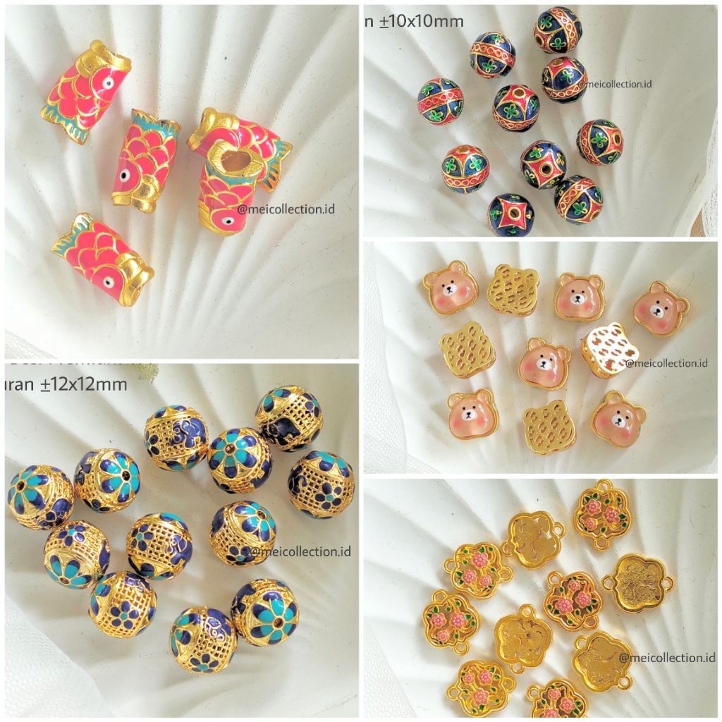 Spacer Besi Premium manik mote Gold dan Silver mewah etnik cocok untuk ganci phonestrap gelang kalun