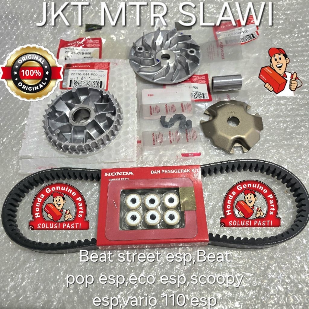 vanbelt set, plate ramp, rumah roller, boss roller, kipas roller, piece slide, beat f1, beat street 