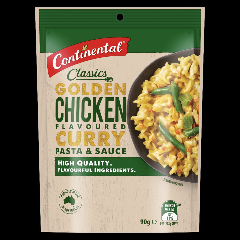 

Continental Classic Golden Chicken Flavoured Curry Pasta & Sauce