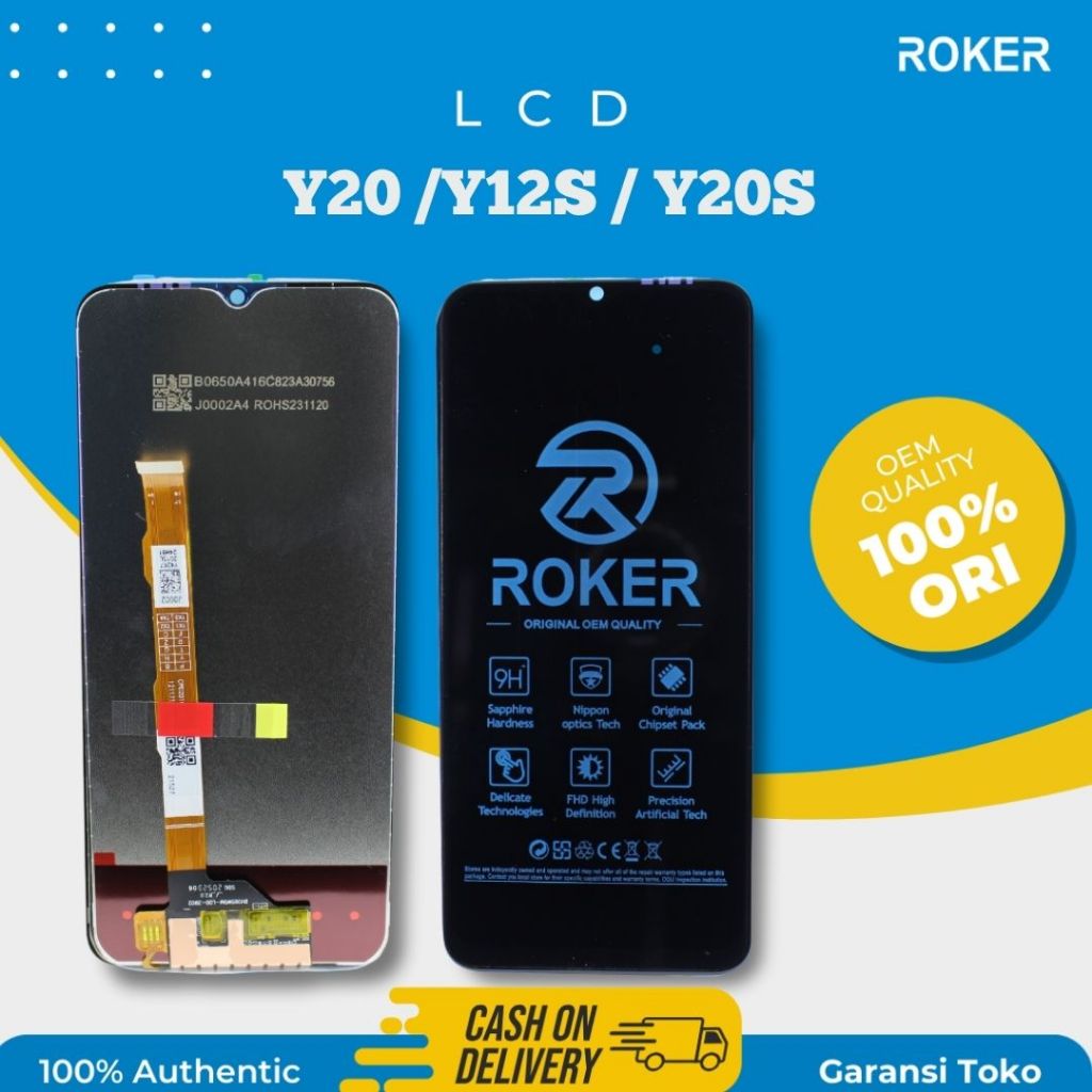 ROKER LCD VIVO Y12S - Y20 - Y20S - Y20 2021 - Y20A - Y12A - Y20G - Y15S FULLSET LCD TOUCHSCREEN