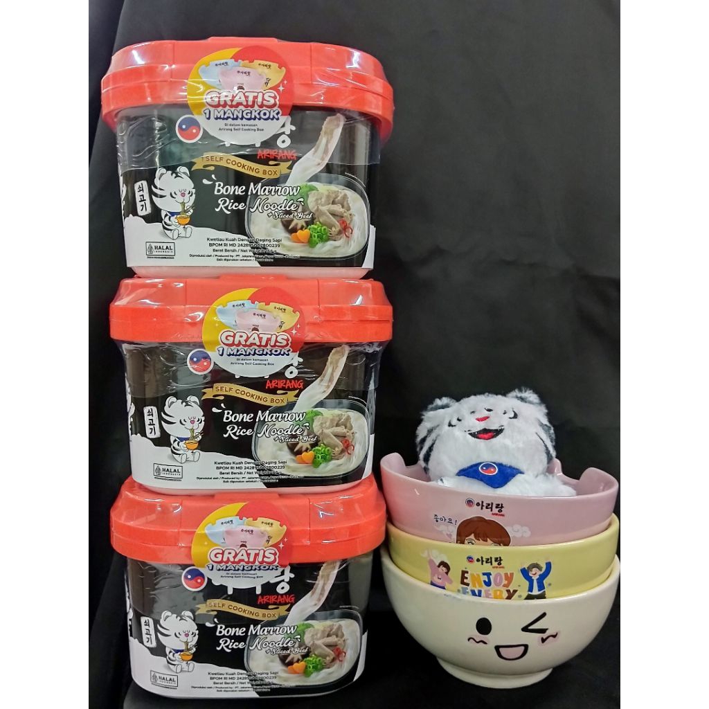 

Paket Bundling 3pcs Arirang Self Cooking Bone Marrow Rice Noodle (FREE 3 MANGKOK & 1 BONEKA)