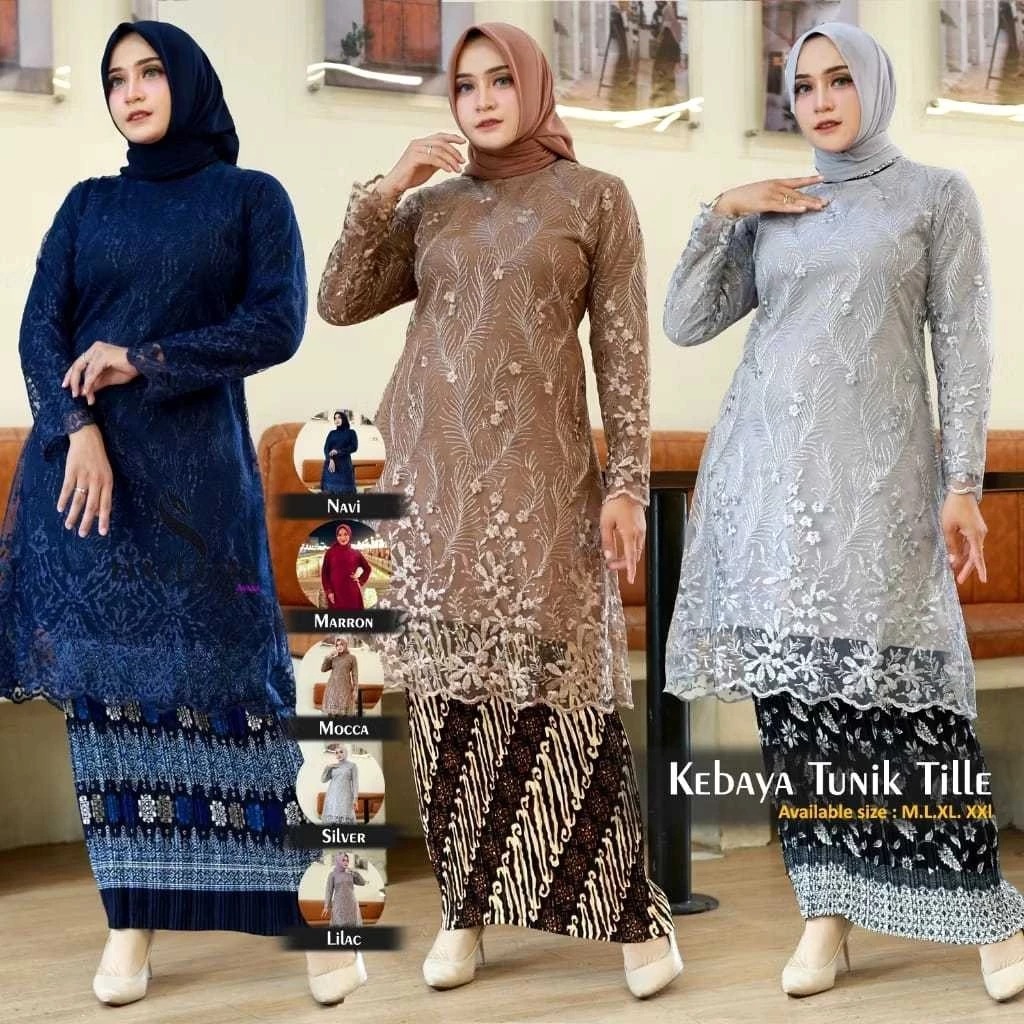 Kebaya Atasan Tunik TILLE / Kebaya Brukat Tunik Modern / Kebaya brokat Terlaris / kebaya brokat baju