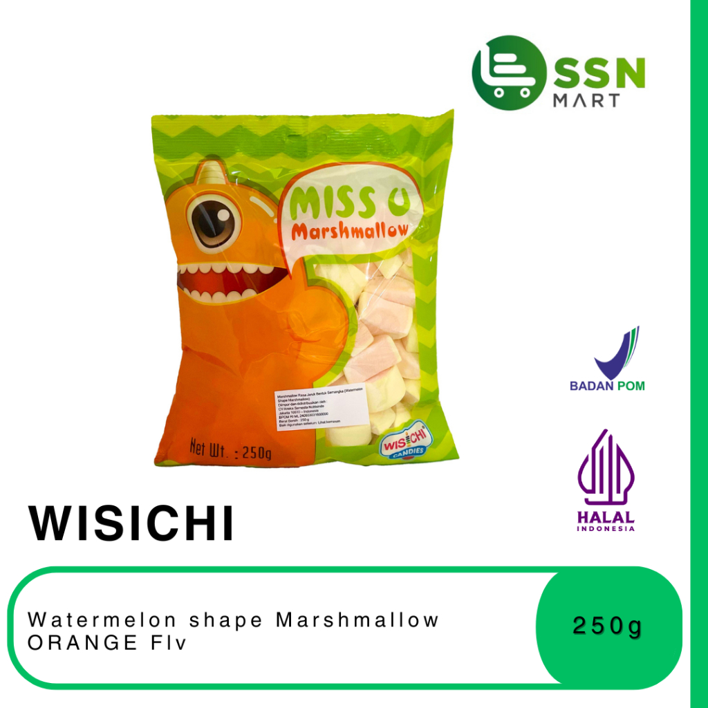 

SSNMart Wisichi Watermelon shape Marshmallow ORANGE Flv 250g