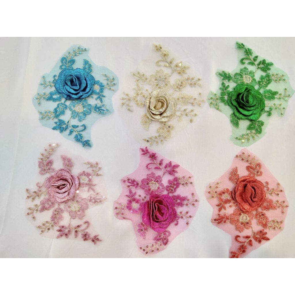 Bordir bunga 3D || bunga tempel