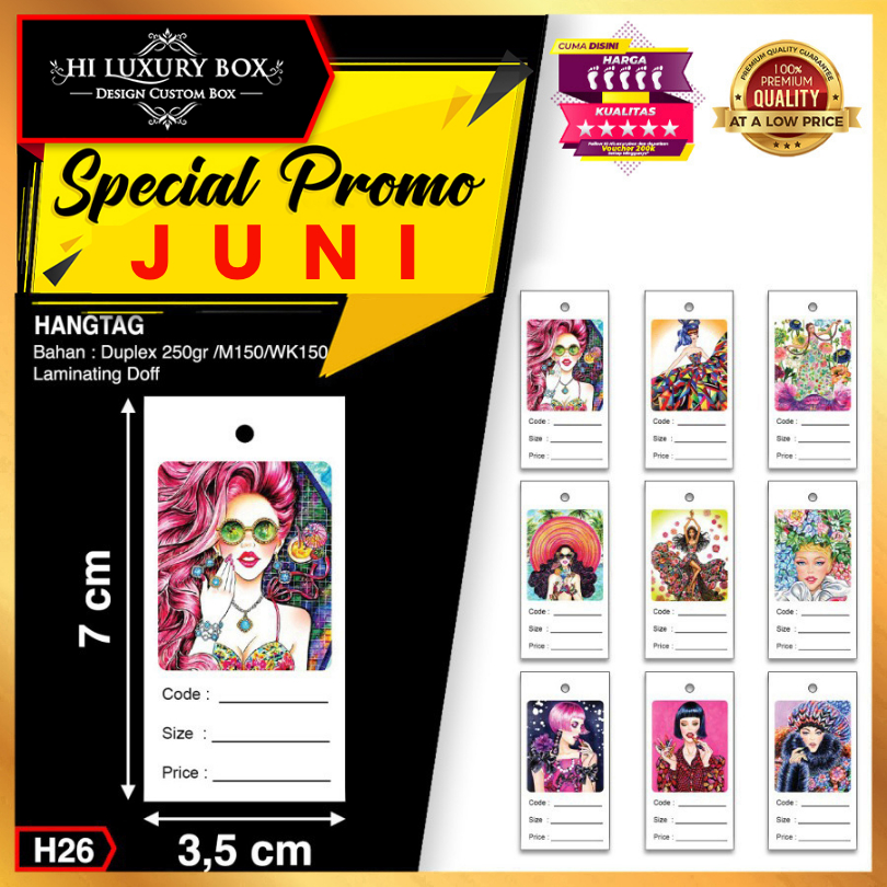 

Hangtag|Murah|Label|Baju|Aksesoris|Tag|Motif|3,5x7|H26