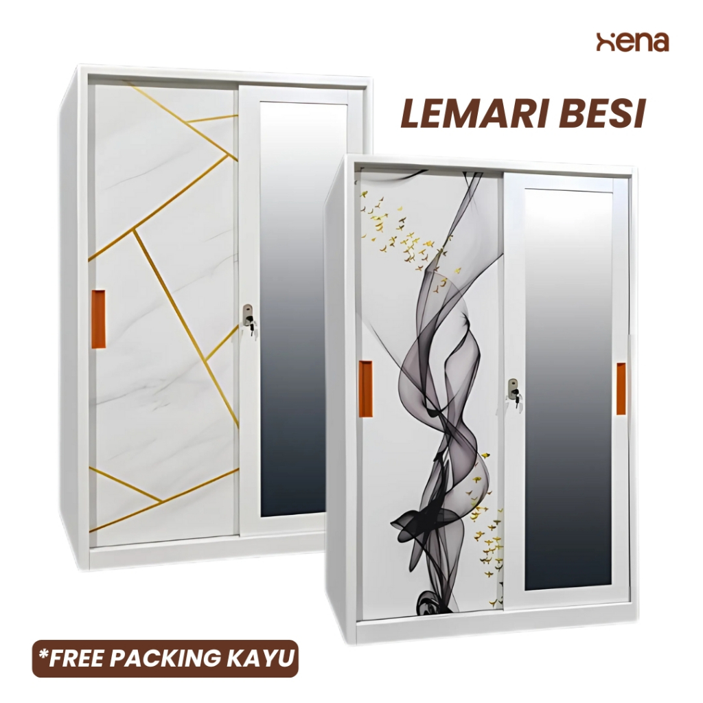Xena Lemari Baju Besi Sliding 2 Pintu / Lemari Pakaian Besi 2 Pintu Sliding / Lemari Baju Sliding Ka