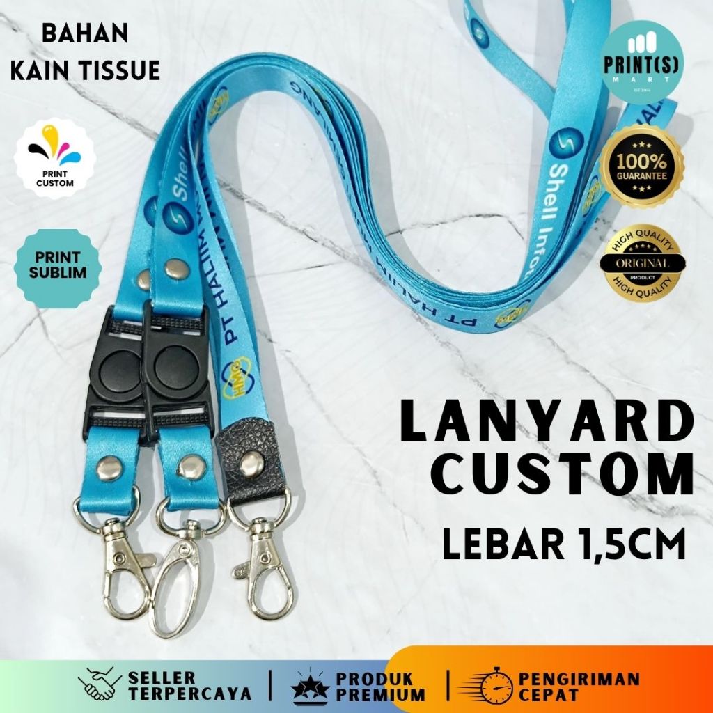 Lanyard 1,5 cm Premium Tali Id card Custom Kalung Gantungan Name Tag Print custom Fullcolor