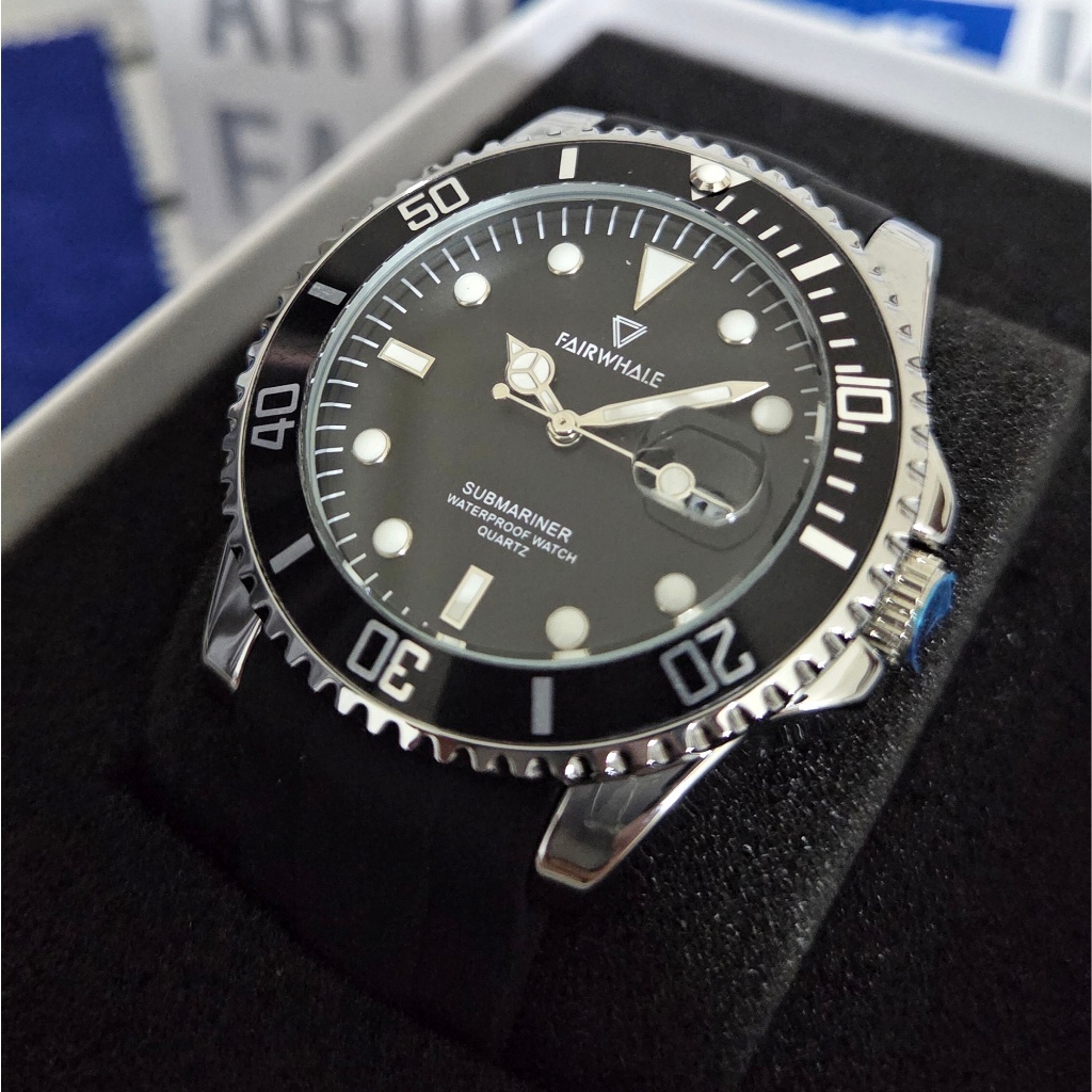 MARK FAIRWHALE Vital Jam Tangan Pria Original Quartz Analog Baterai Karet Hitam Fashion Anti Air