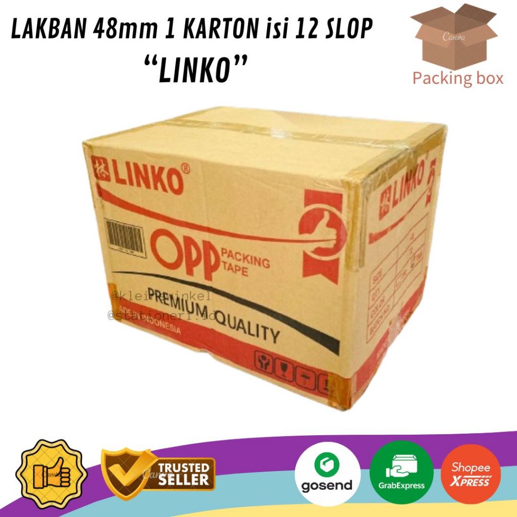 

[ 1 KARTON ] Lakban LINKO 48mm 90 Yard isi 12 Slop / 72 Roll | Plakban Murah