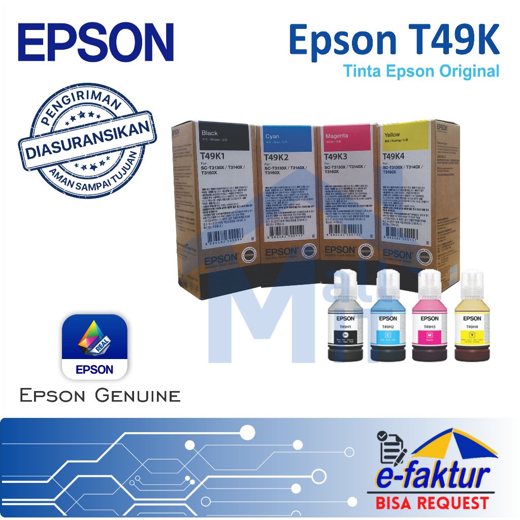 MALLIT EPSON Tinta Catridge EPSON T49K T-49K T 49K SureColor T3130X T-3130X Original