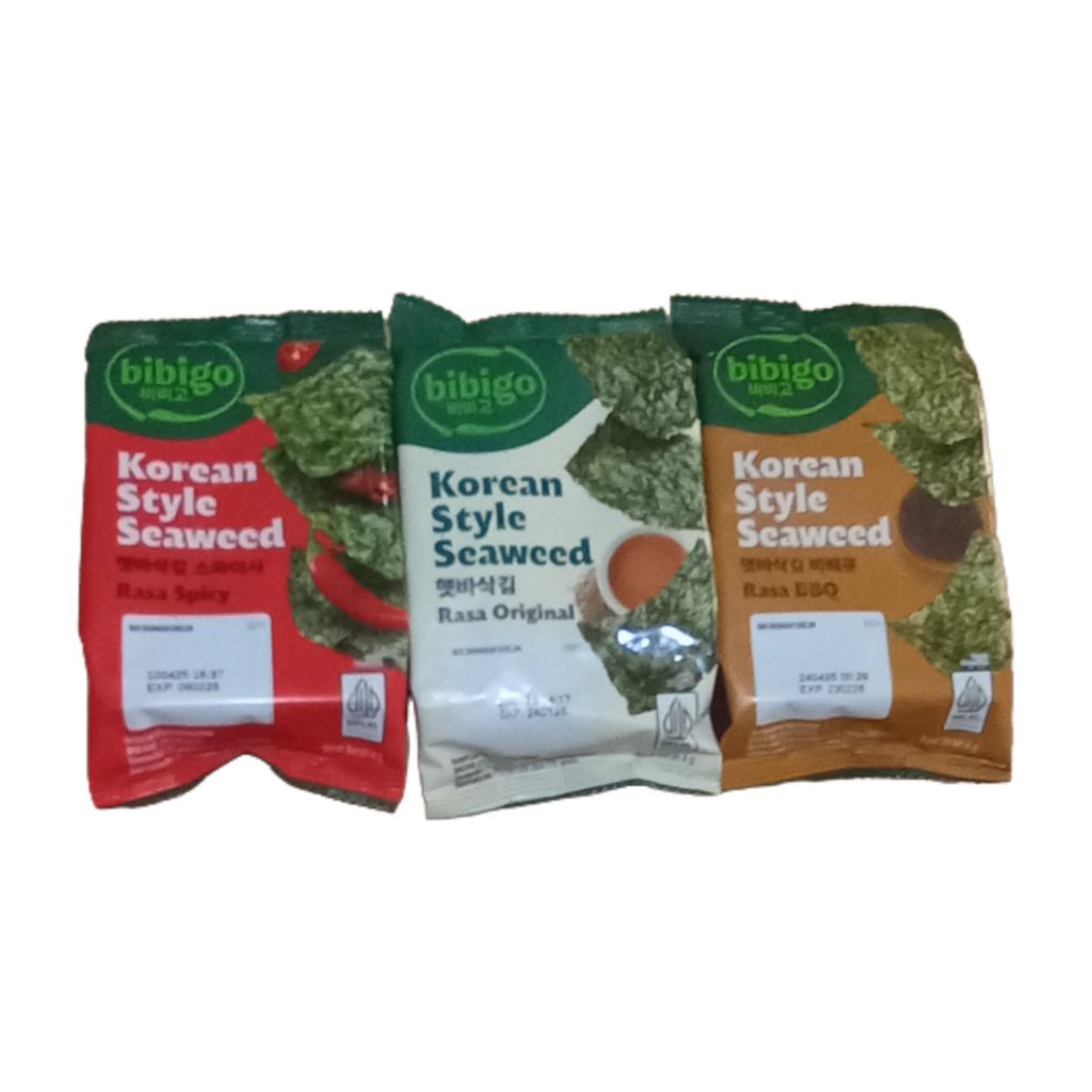 

Bibigo korean style Seaweed seasoned laver 5 gr Snack Rumput Laut 5gr dengan bumbu gurih