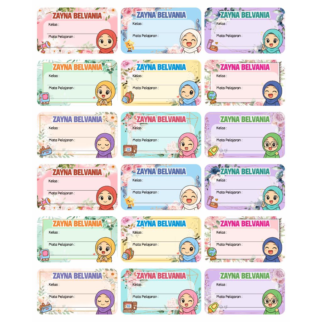 

Sticker Nama Buku Sekolah Custom, Sticker Mata Pelajaran, Sticker Label Nama, Label Buku Isi 36 pcs