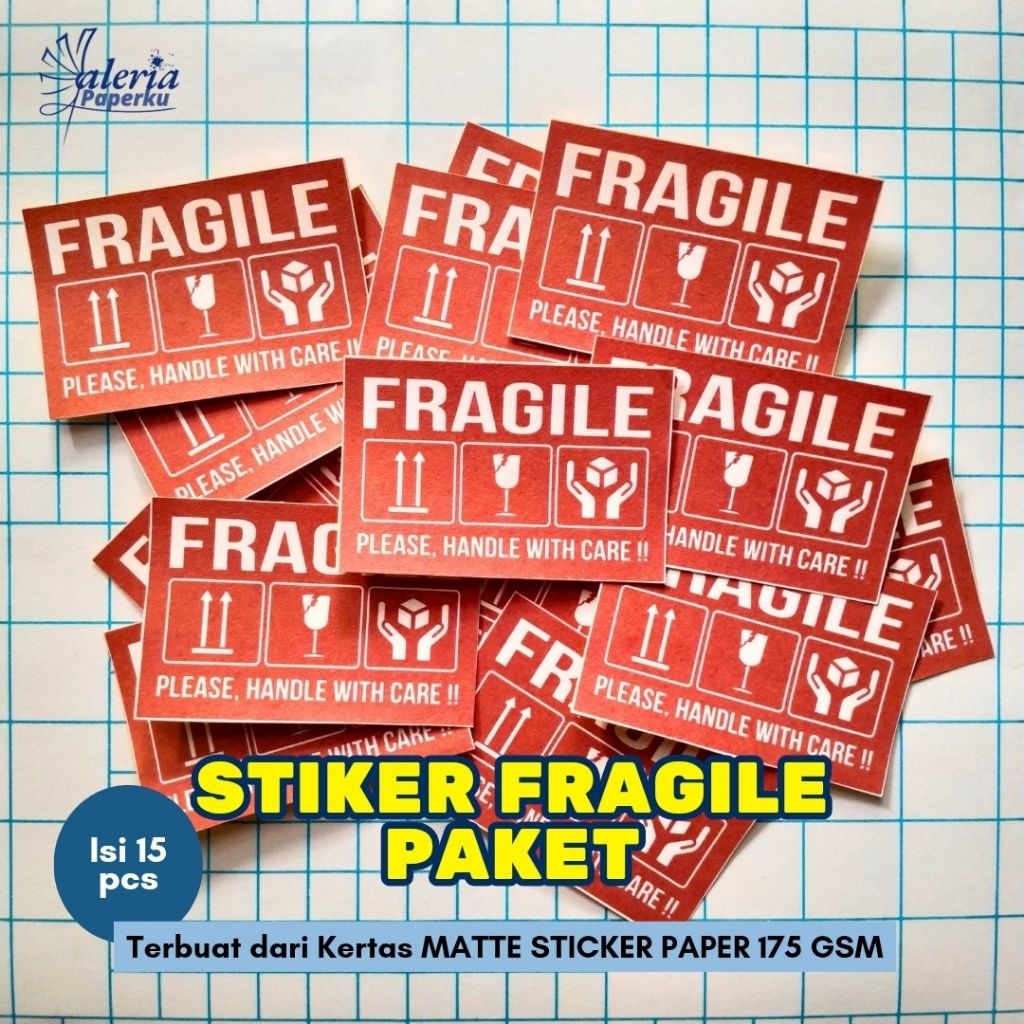 

Stiker Fragile 6.5 cm x 4 cm – Matte Sticker Paper 175gsm | 1 Pack Isi 15 pcs | Label Pengiriman