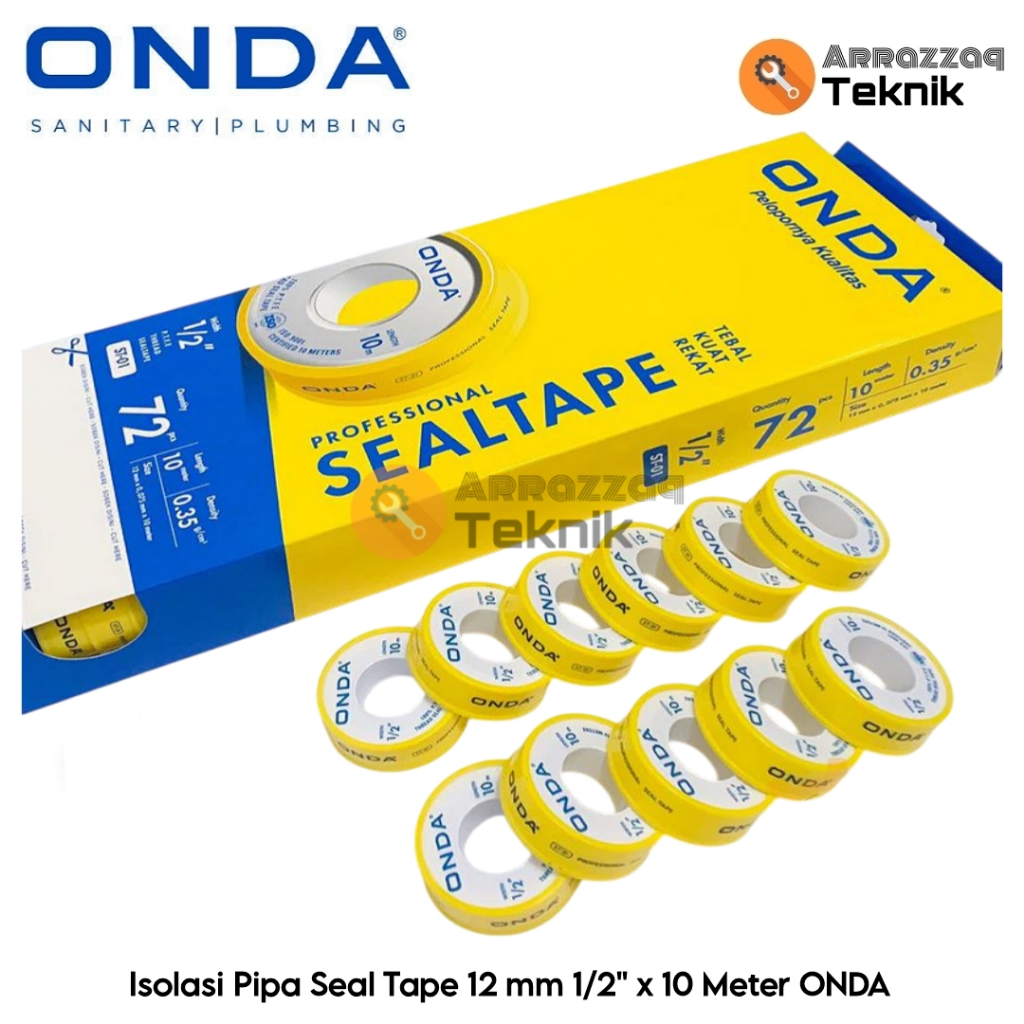

Seal Tape Onda 12 mm 1/2'' x 10 Meter Sealtape Isolasi Pipa Kran Air
