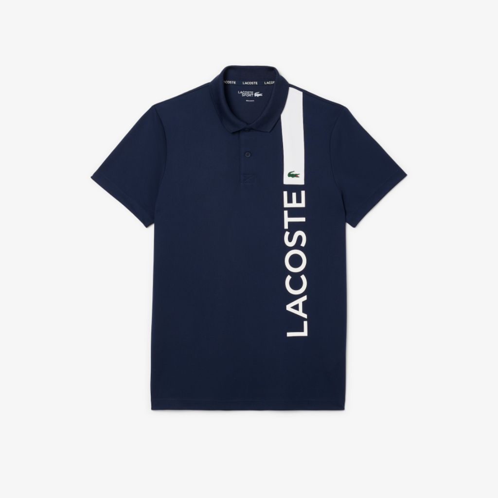 Lacoste Men's Ultra Dry Print Branding Sport Polo Shirt Kaos Polo Pria