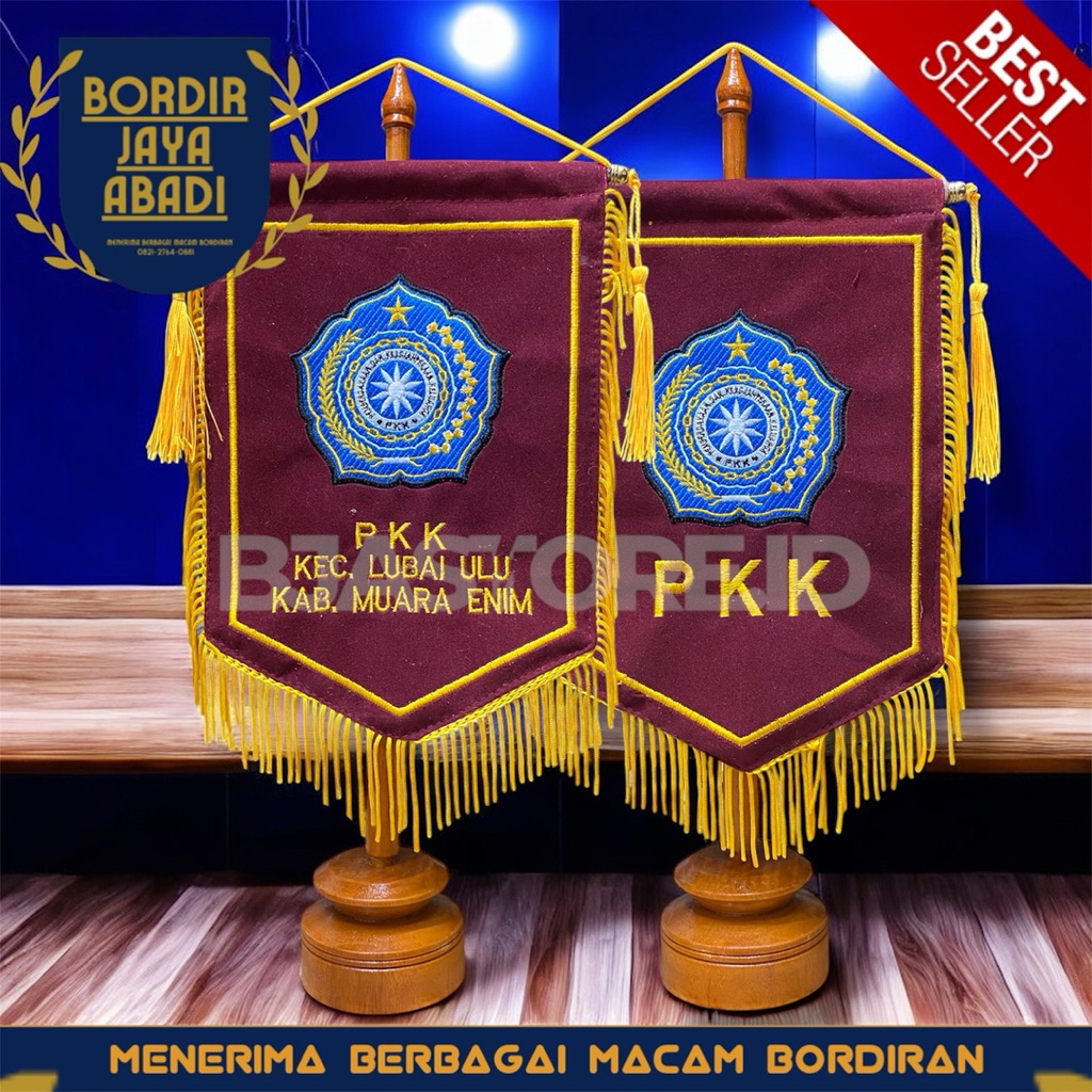 

Bendera Vandel Meja PKK Logo Terbaru Satu Set tiang Kayu 26x18 custom tulisan