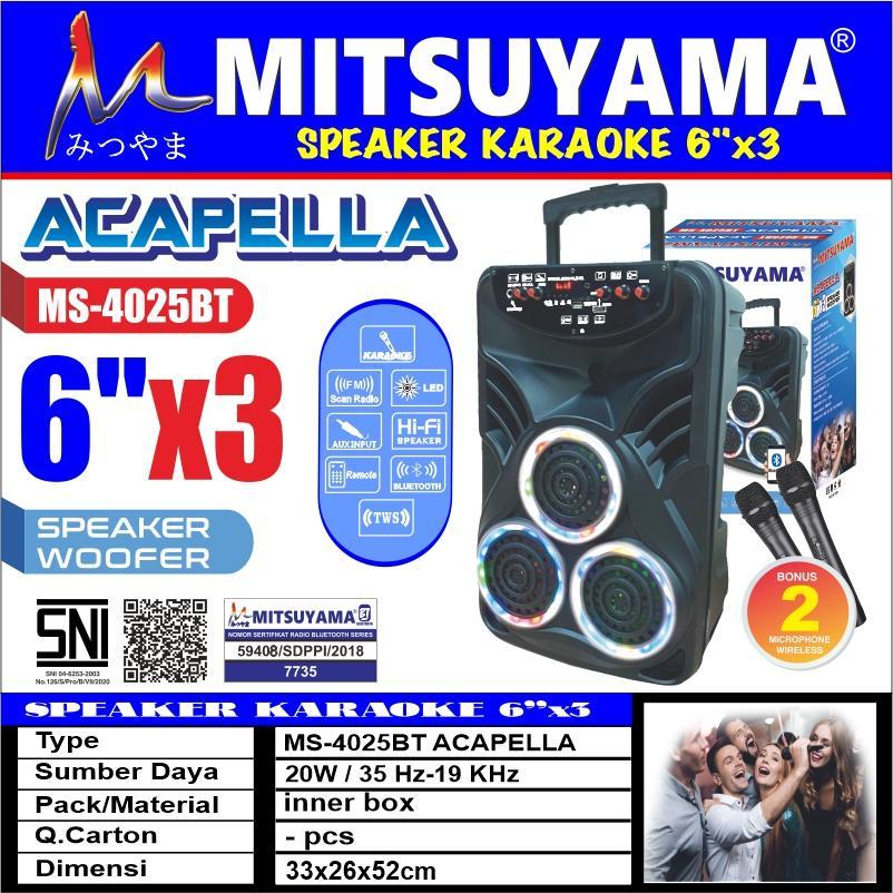 Speaker Karaoke 6'x 3 Speaker Woofer Mitsuyama MS-4025BT ACAPELLA