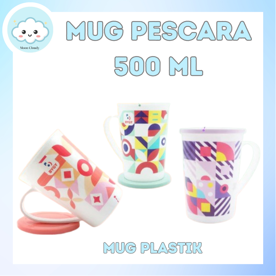 Cangkir Tutup / Mug Tutup / Gelas Plastik Tutup Pescara 500 ml murah bagus