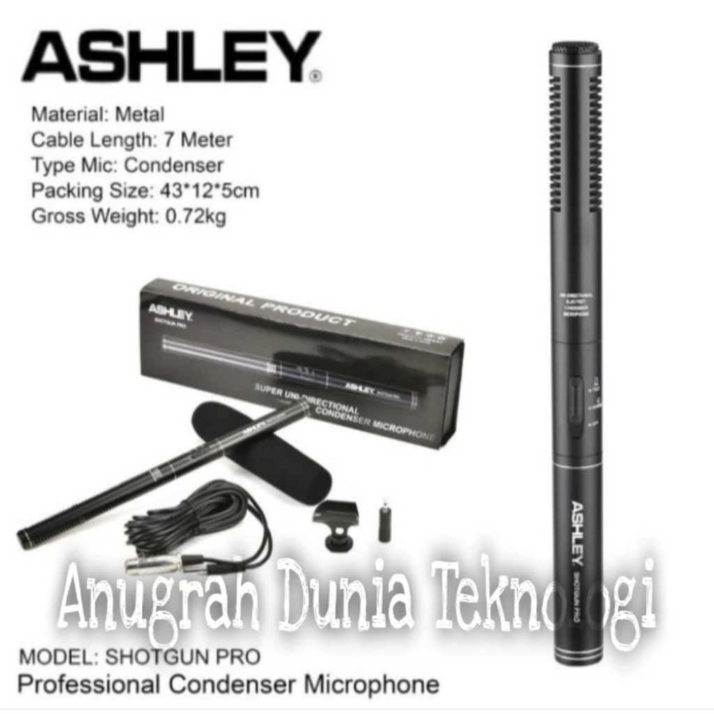 Mic Kabel Condenser Ashley Shotgun Pro Original CONDENSOR Microphone