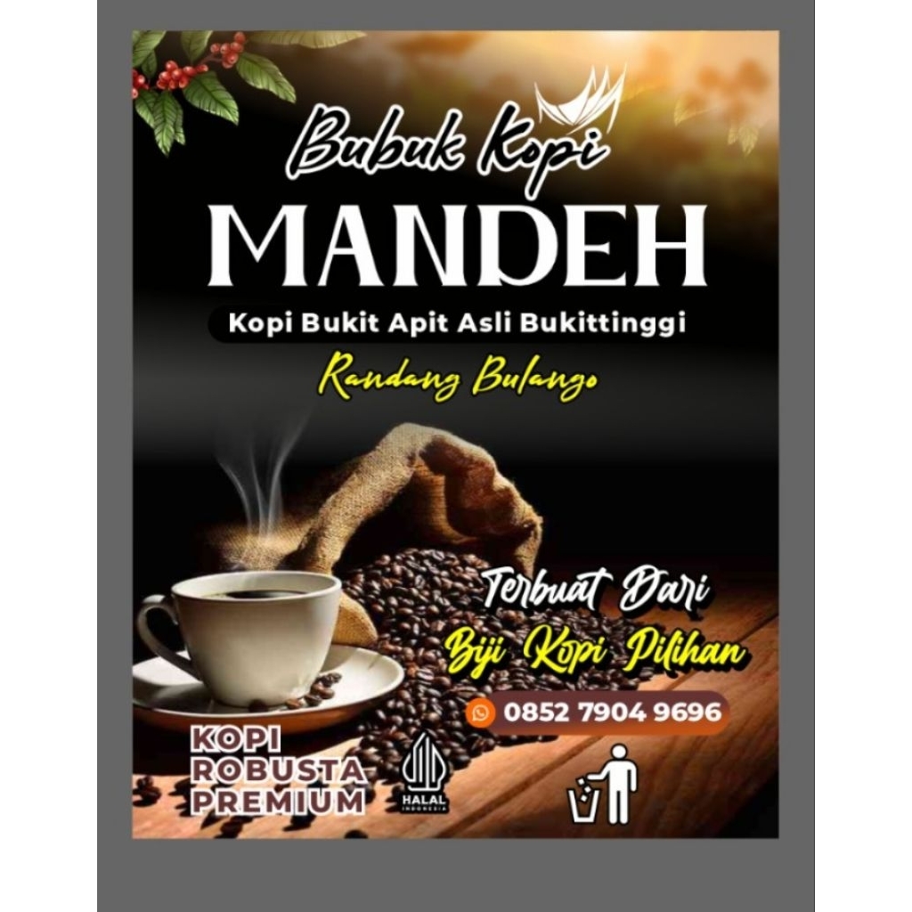 

Bubuk Kopi Mandeh Super Grade A tanpa campuran kemasan 1000 gr